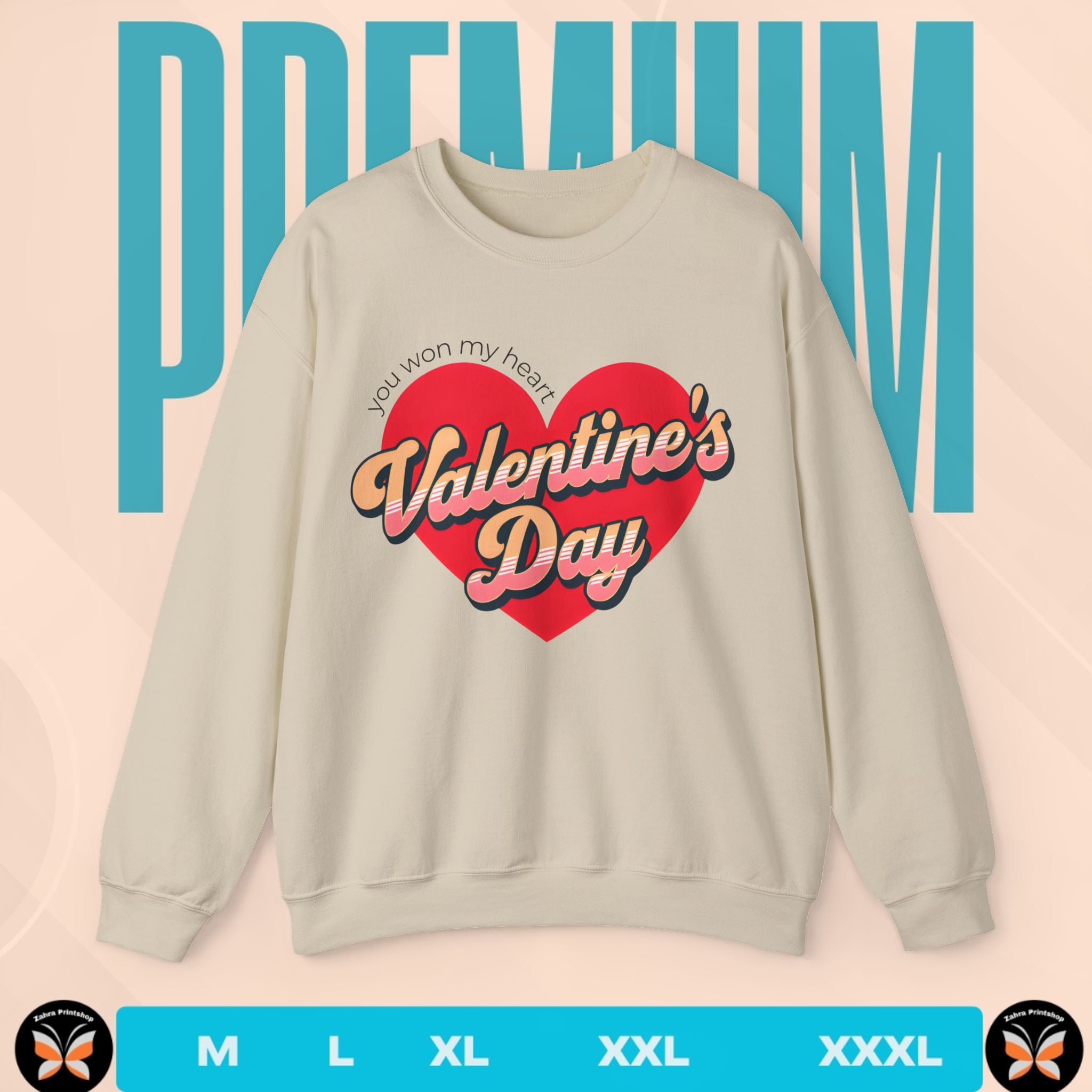 Sweatshirt with Valentine's Day design on a beige background