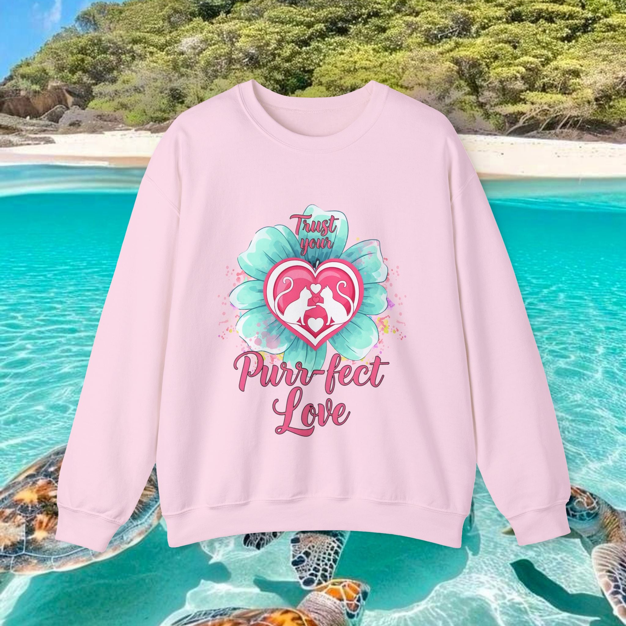Cat Heart Mother's Day Sweatshirt — Purr-fect Love Cozy Crewneck