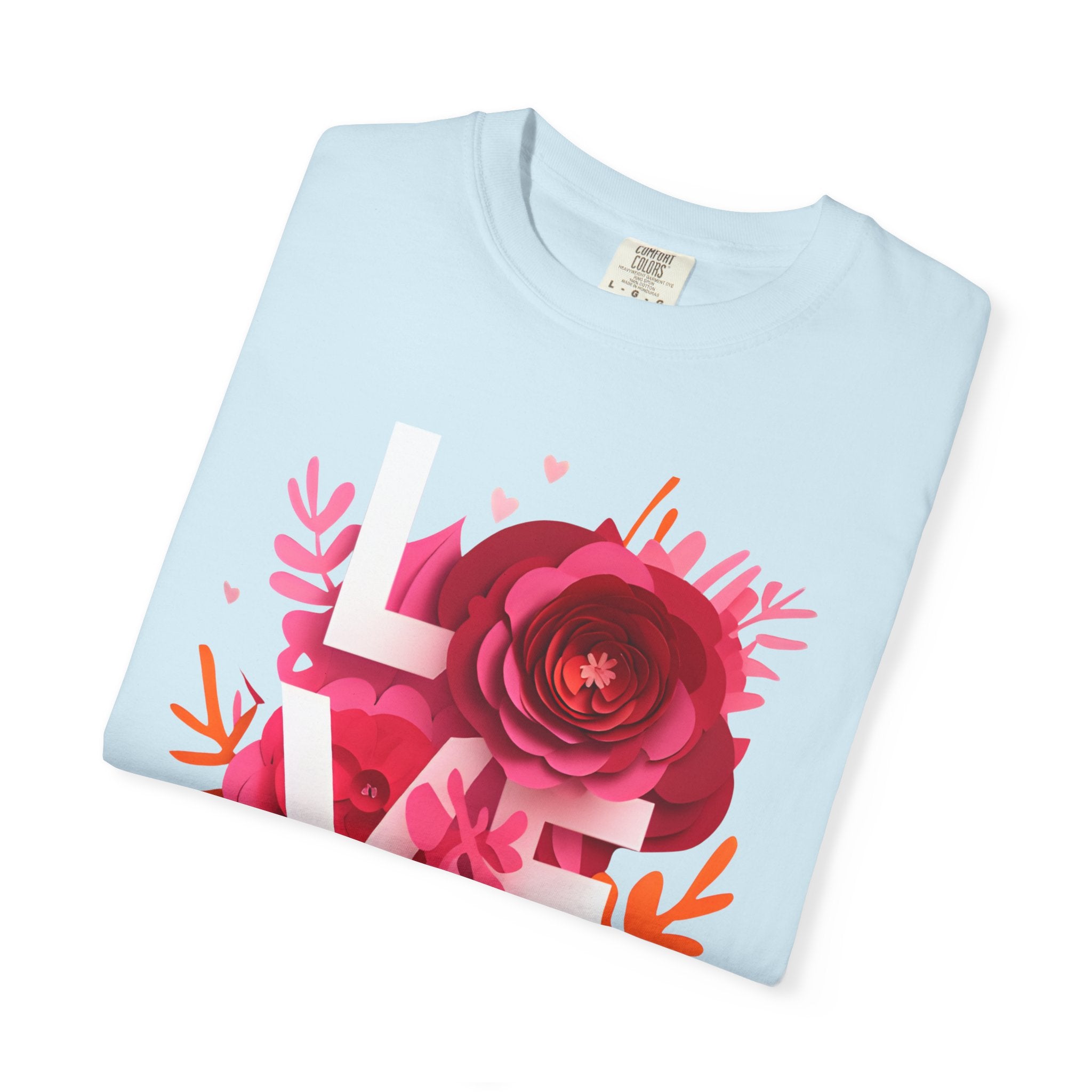 Valentine Love Floral T-Shirt | Rose Heart Graphic Tee Gift