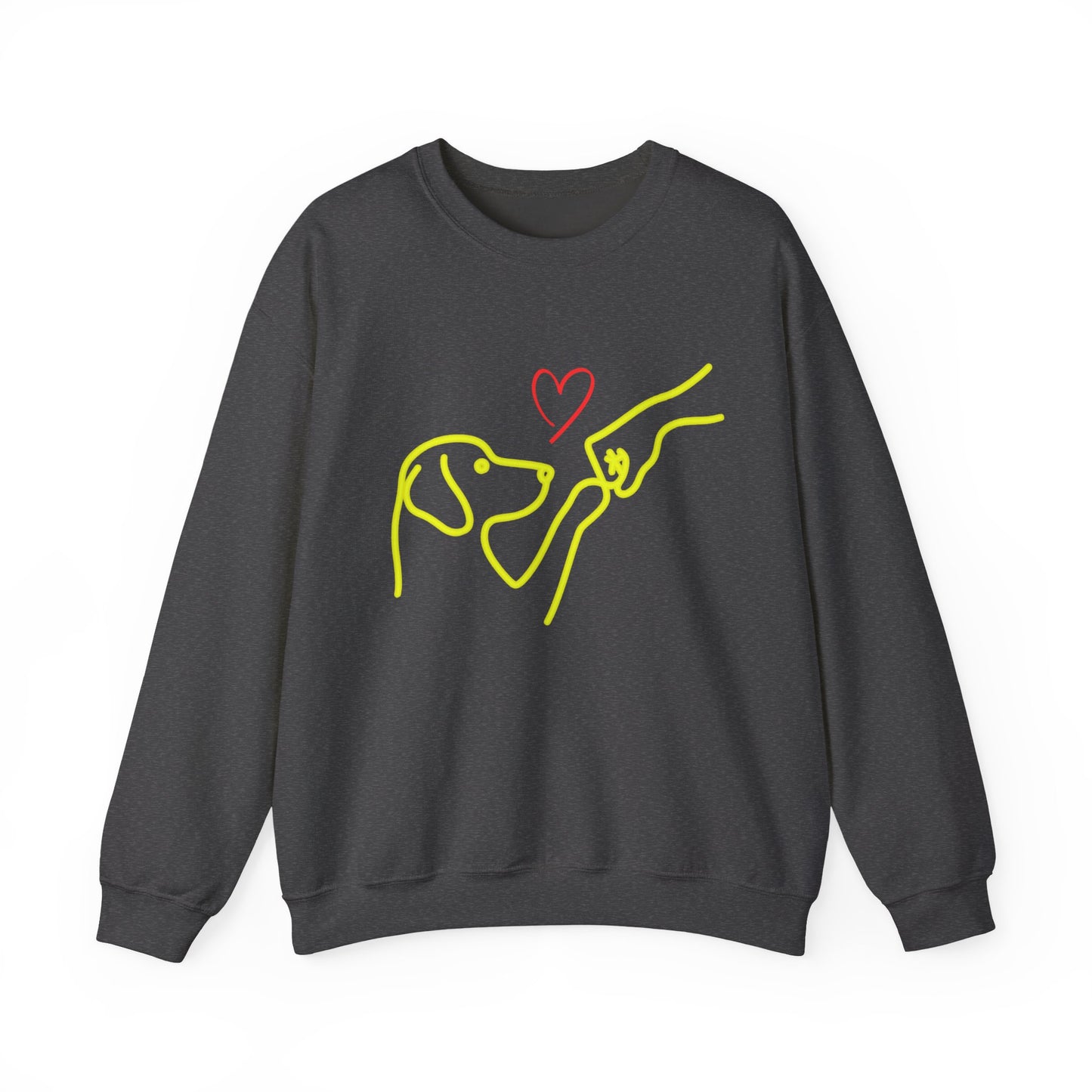 Dog Love Crewneck Sweatshirt — Minimal Line Art Fist Bump Design