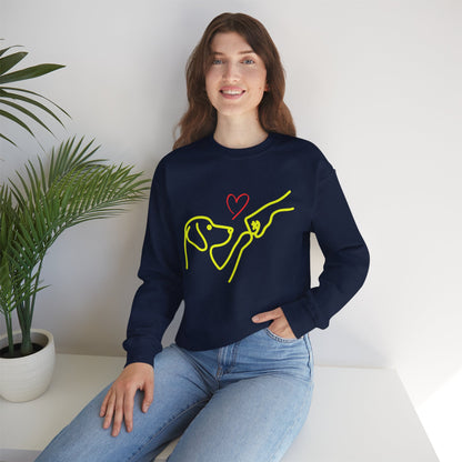 Dog Love Crewneck Sweatshirt — Minimal Line Art Fist Bump Design