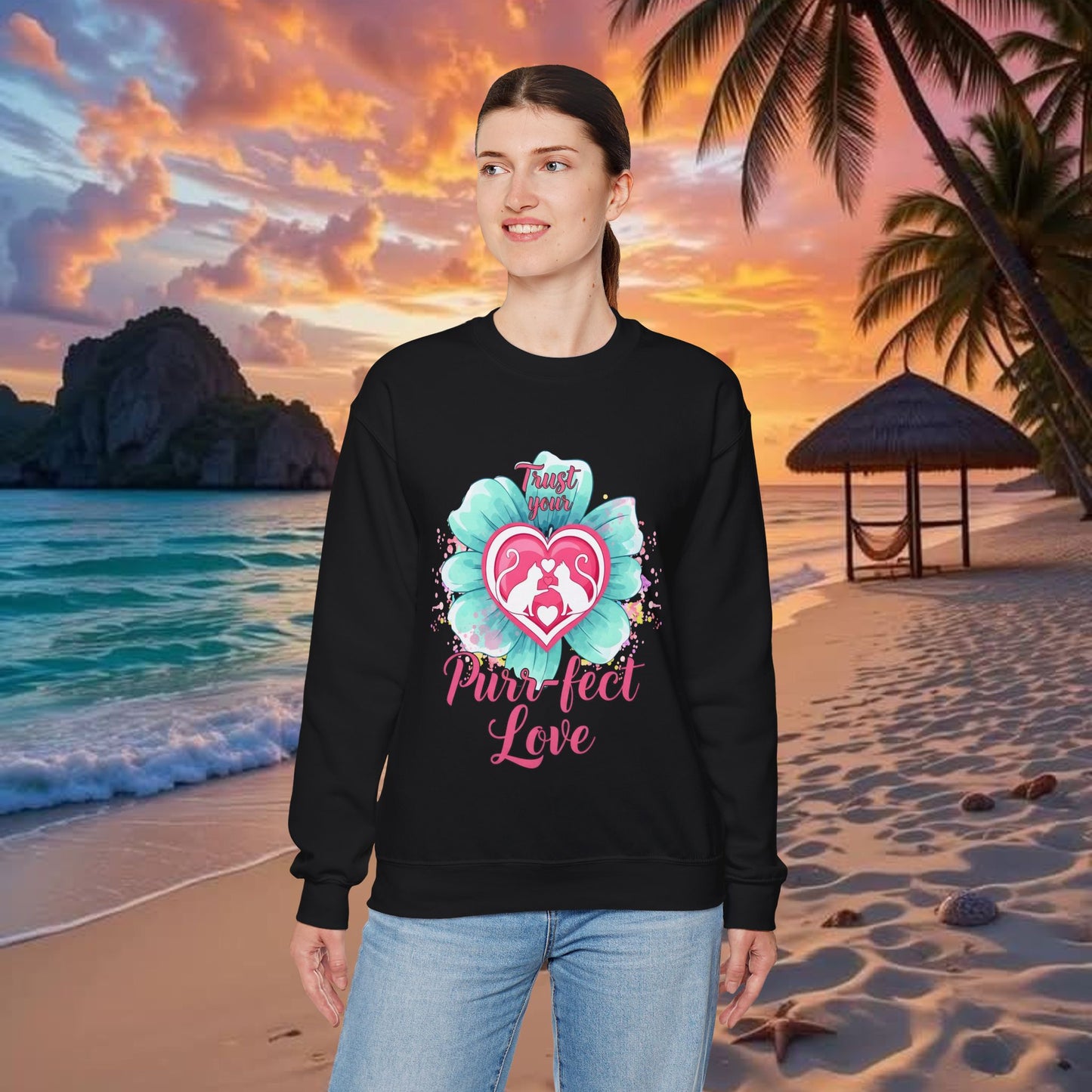 Cat Heart Mother's Day Sweatshirt — Purr-fect Love Cozy Crewneck
