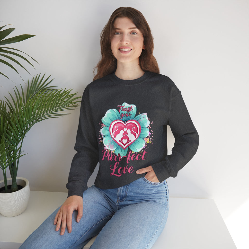 Cat Heart Mother's Day Sweatshirt — Purr-fect Love Cozy Crewneck