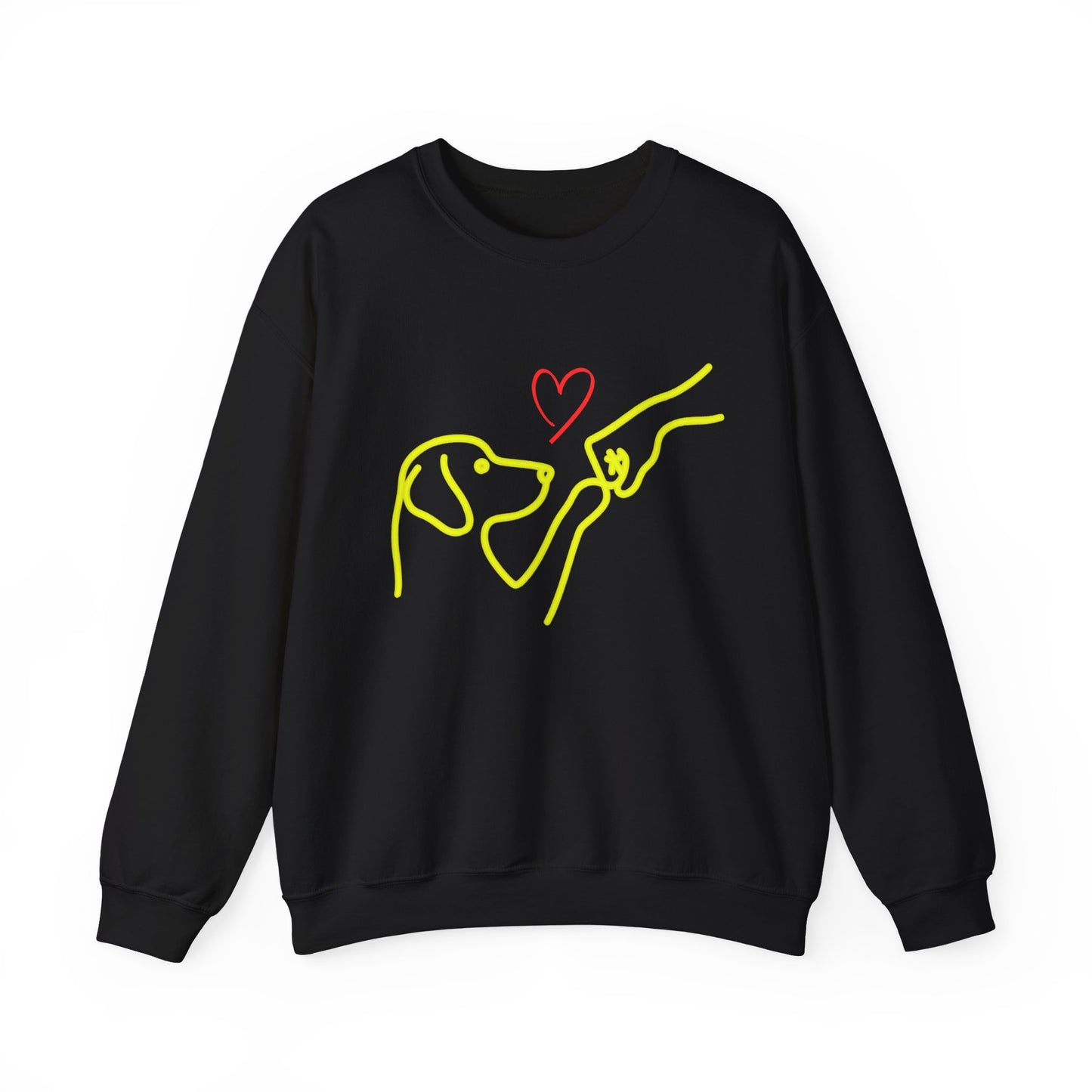 Dog Love Crewneck Sweatshirt — Minimal Line Art Fist Bump Design