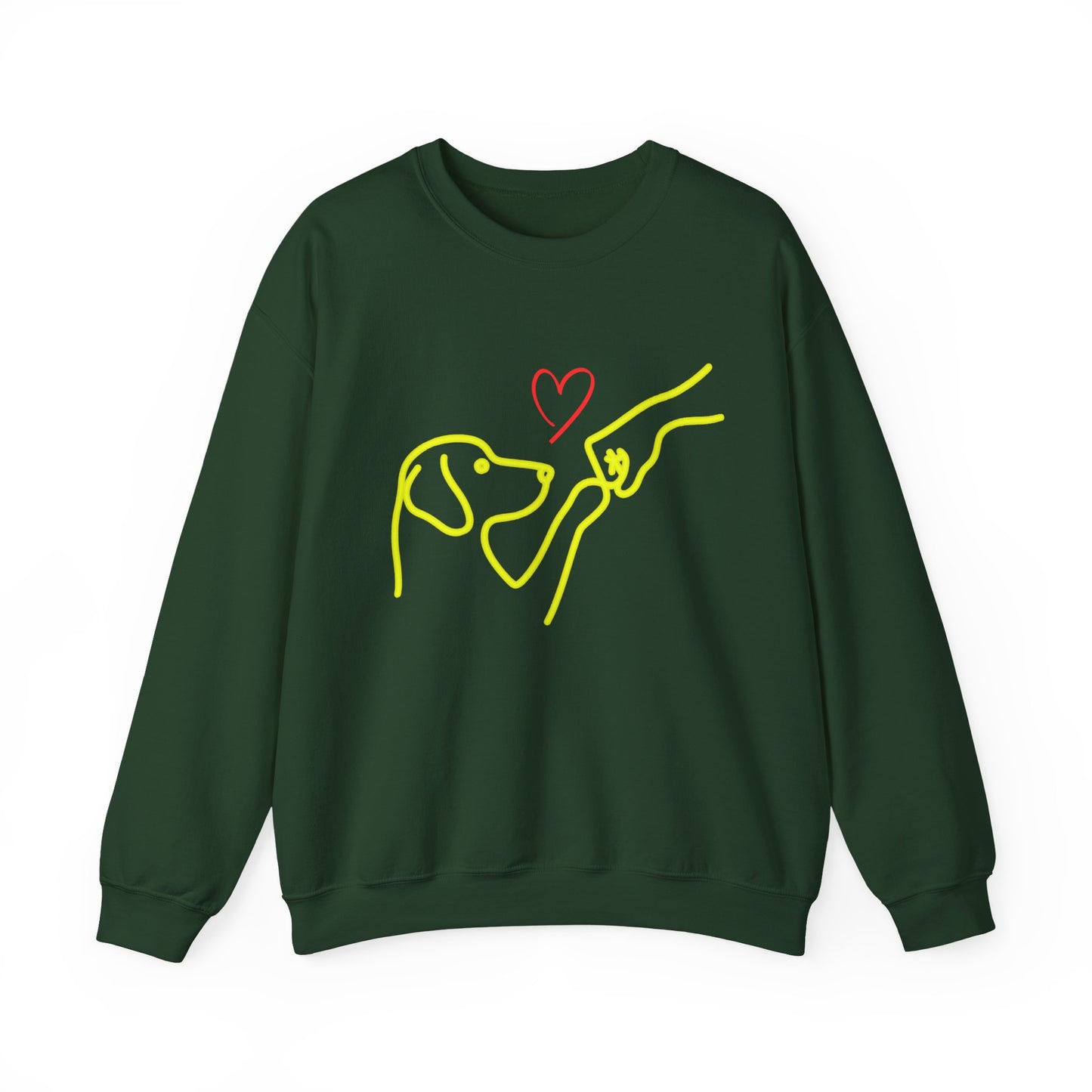 Dog Love Crewneck Sweatshirt — Minimal Line Art Fist Bump Design