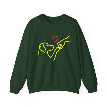 Dog Love Crewneck Sweatshirt — Minimal Line Art Fist Bump Design