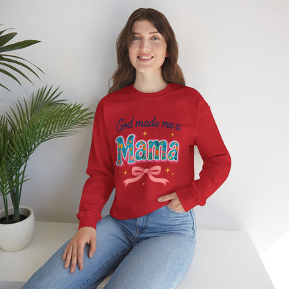 Mama Sweatshirt — "God Made Me a Mama" Vintage Floral Crewneck