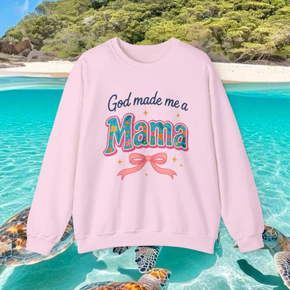 Mama Sweatshirt — "God Made Me a Mama" Vintage Floral Crewneck