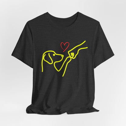 Dog Paw Love T-Shirt — Minimal Line Art Heart Tee for Dog Lovers