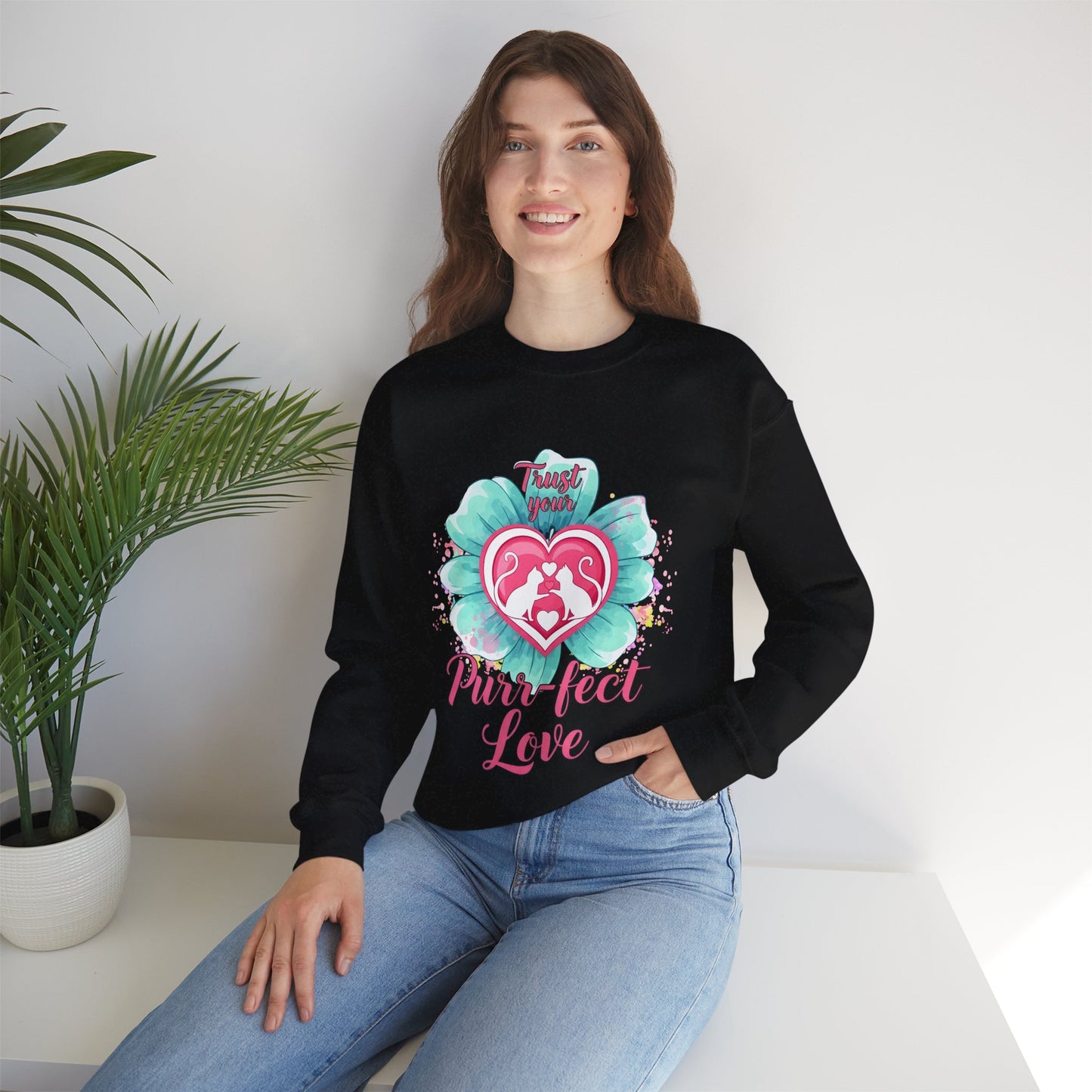 Cat Heart Mother's Day Sweatshirt — Purr-fect Love Cozy Crewneck