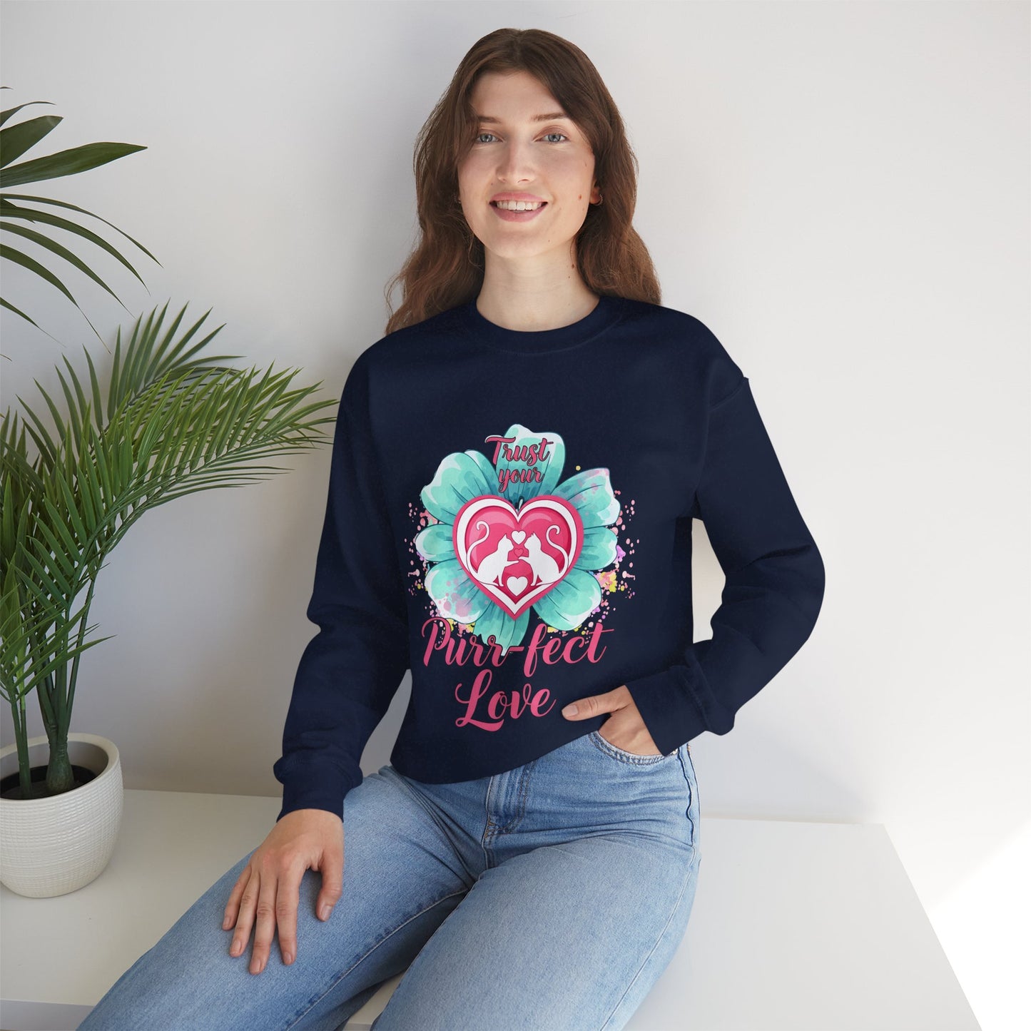 Cat Heart Mother's Day Sweatshirt — Purr-fect Love Cozy Crewneck