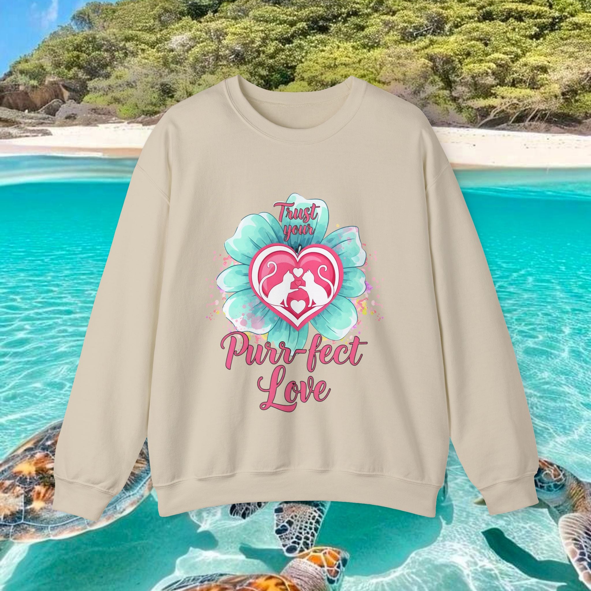 Cat Heart Mother's Day Sweatshirt — Purr-fect Love Cozy Crewneck