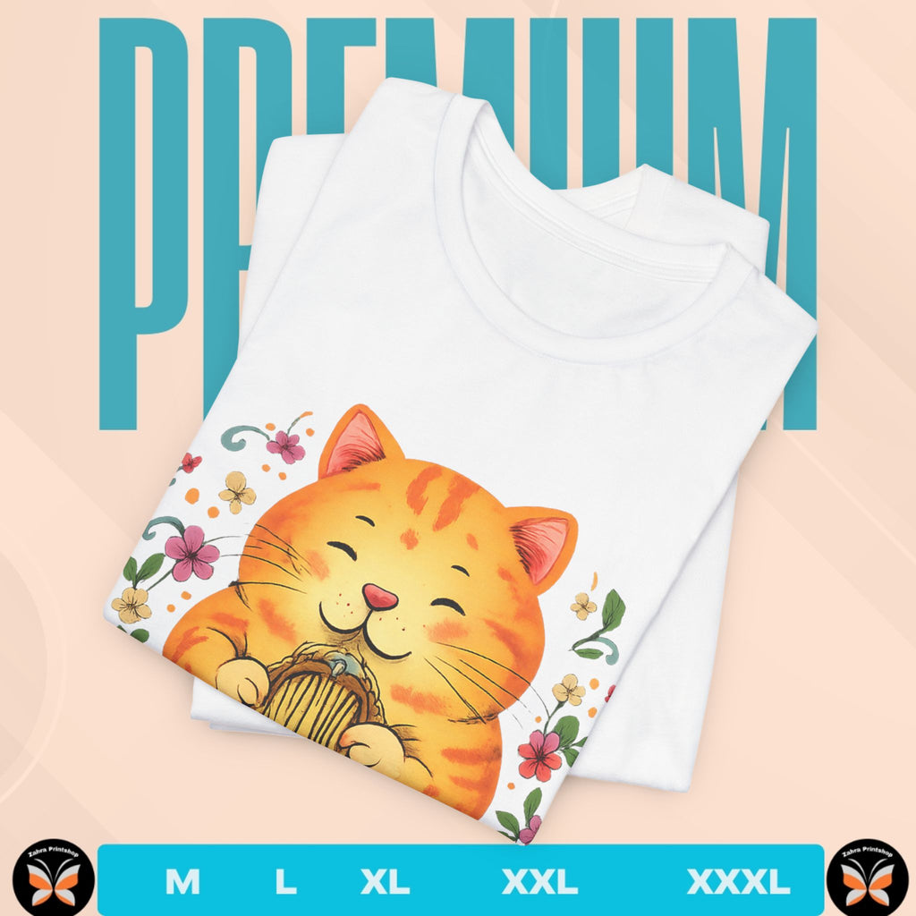 Cute Cat Noodle T-Shirt — Aesthetic Cat Tee for Women