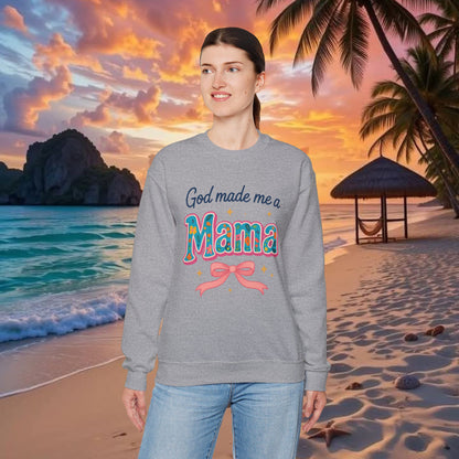 Mama Sweatshirt — "God Made Me a Mama" Vintage Floral Crewneck