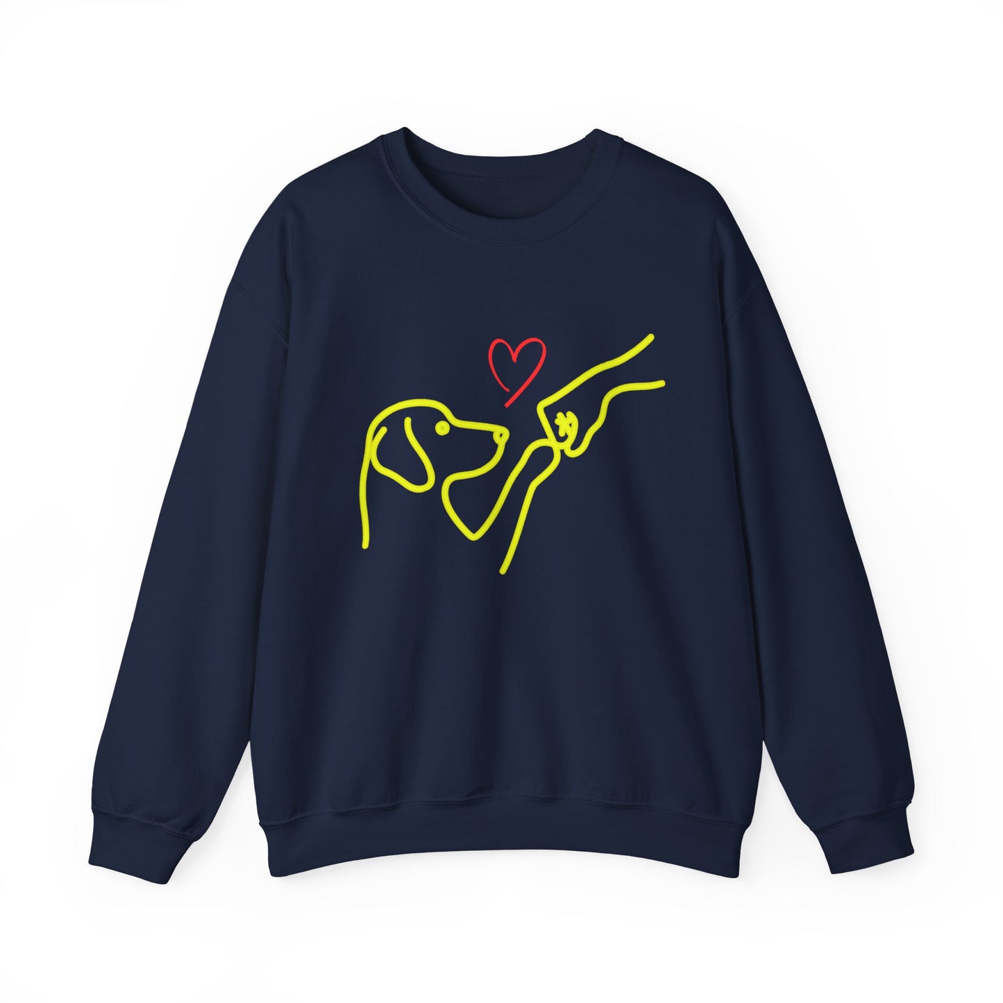 Dog Love Crewneck Sweatshirt — Minimal Line Art Fist Bump Design