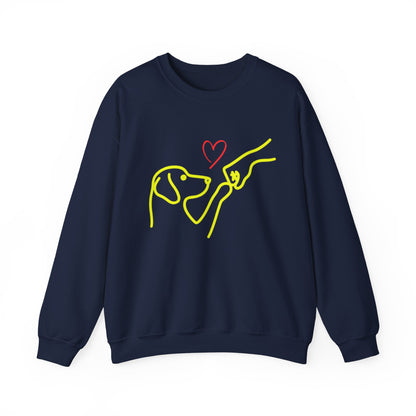 Dog Love Crewneck Sweatshirt — Minimal Line Art Fist Bump Design