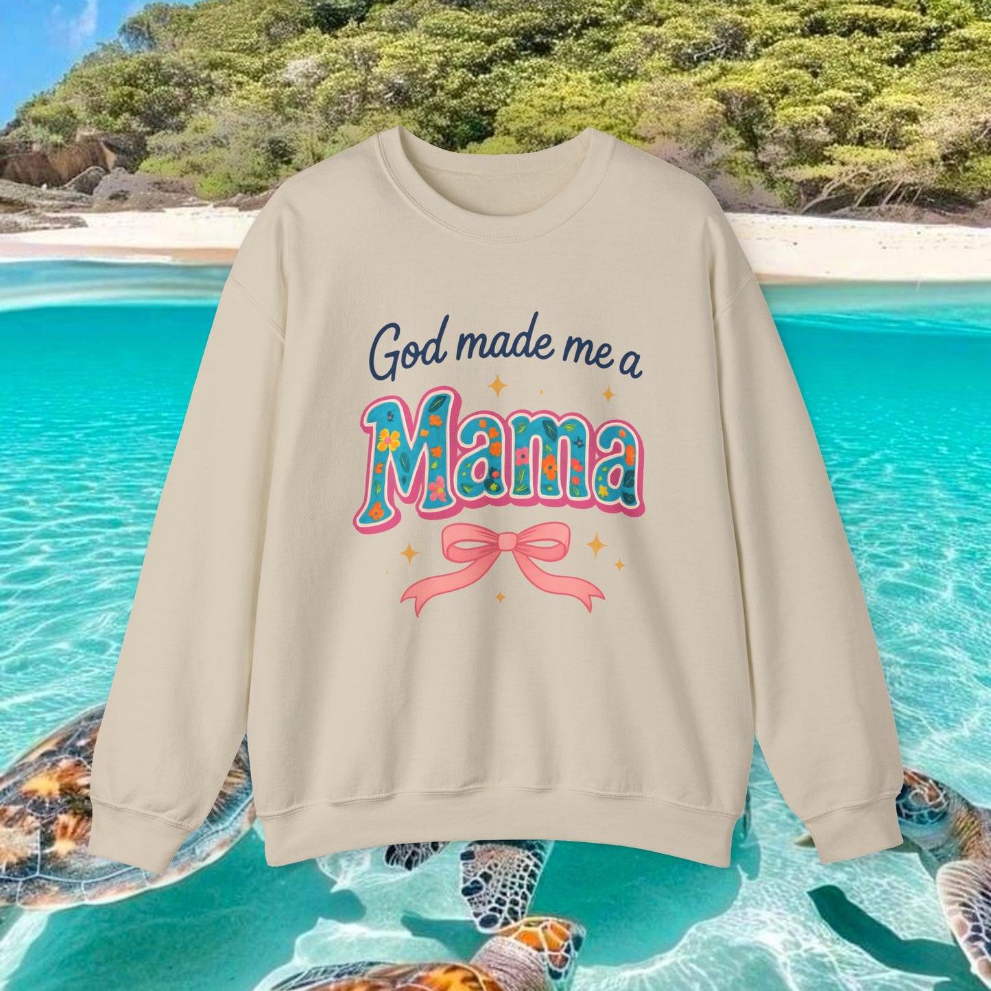 Mama Sweatshirt — "God Made Me a Mama" Vintage Floral Crewneck