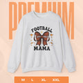 Ash sweatshirt with 'Football Mama' design on a peach background