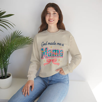 Mama Sweatshirt — "God Made Me a Mama" Vintage Floral Crewneck