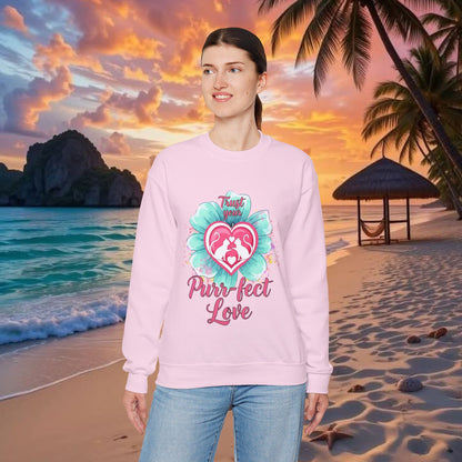 Cat Heart Mother's Day Sweatshirt — Purr-fect Love Cozy Crewneck