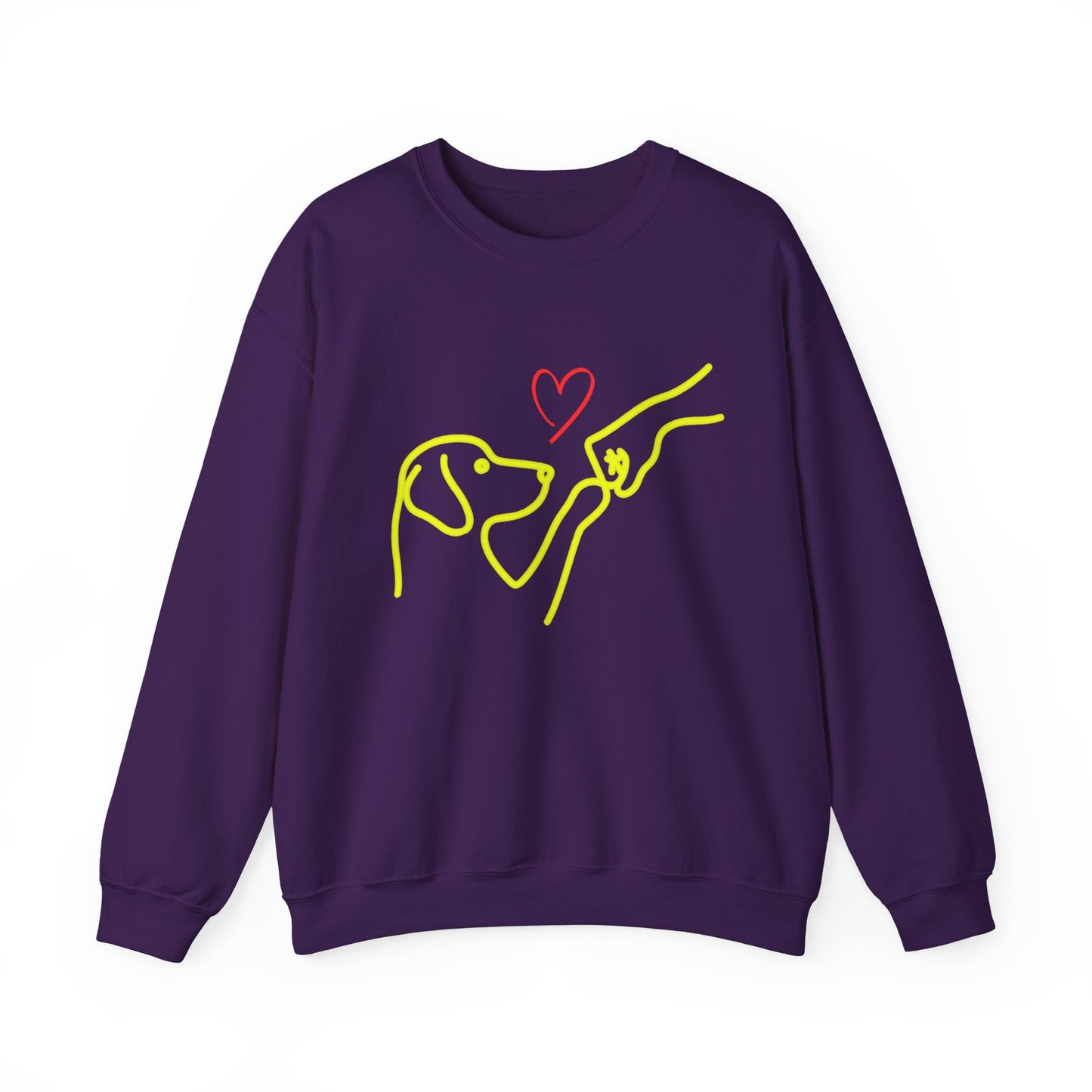 Dog Love Crewneck Sweatshirt — Minimal Line Art Fist Bump Design