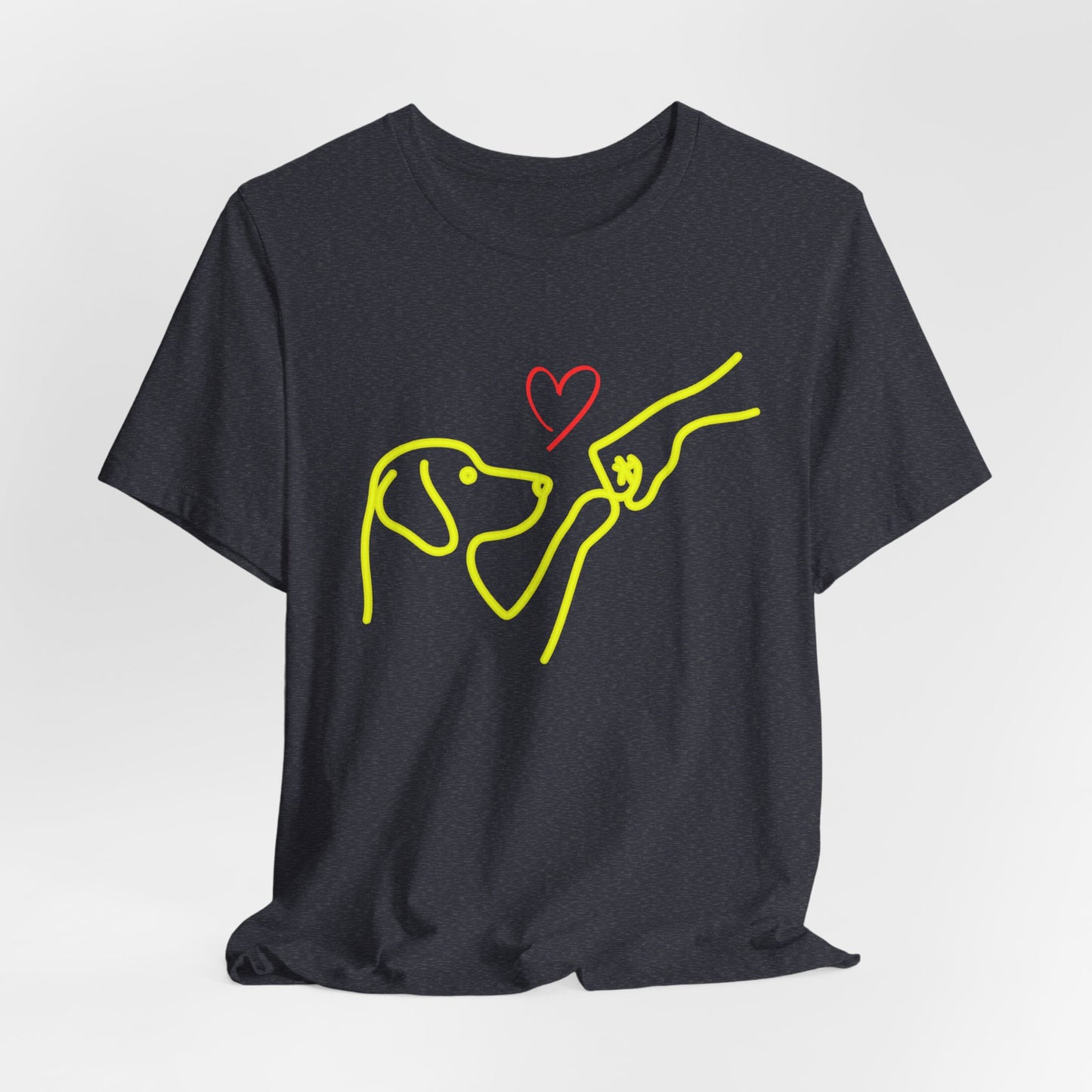 Dog Paw Love T-Shirt — Minimal Line Art Heart Tee for Dog Lovers