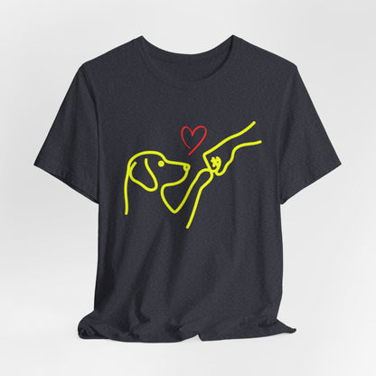 Dog Paw Love T-Shirt — Minimal Line Art Heart Tee for Dog Lovers