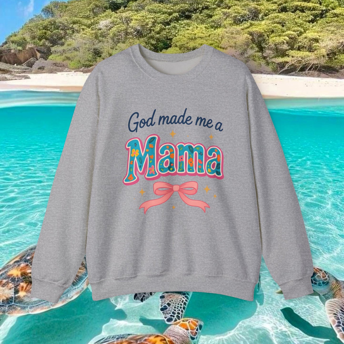 Mama Sweatshirt — "God Made Me a Mama" Vintage Floral Crewneck
