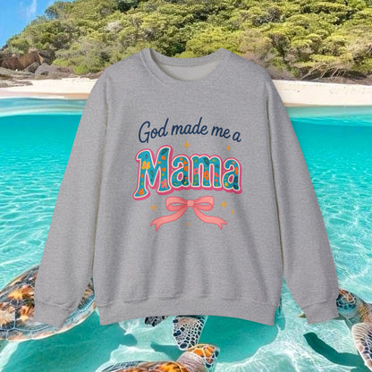 Mama Sweatshirt — "God Made Me a Mama" Vintage Floral Crewneck