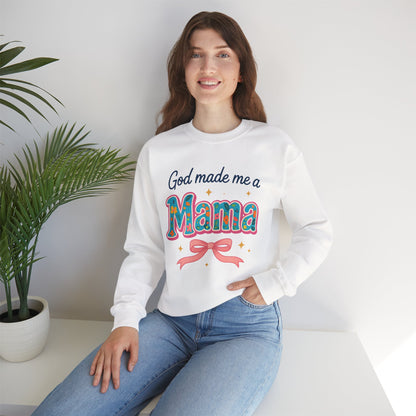 Mama Sweatshirt — "God Made Me a Mama" Vintage Floral Crewneck