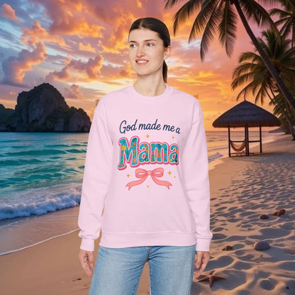 Mama Sweatshirt — "God Made Me a Mama" Vintage Floral Crewneck