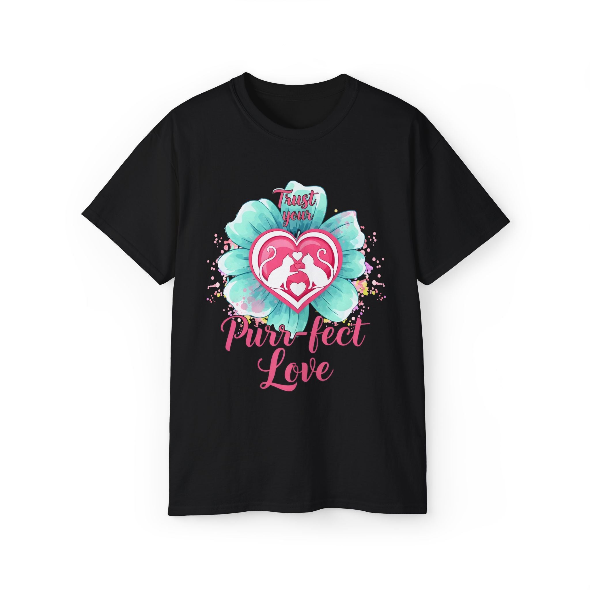 Purr-fect Love Floral Cat Mom T-Shirt