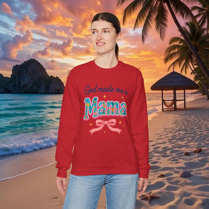 Mama Sweatshirt — "God Made Me a Mama" Vintage Floral Crewneck