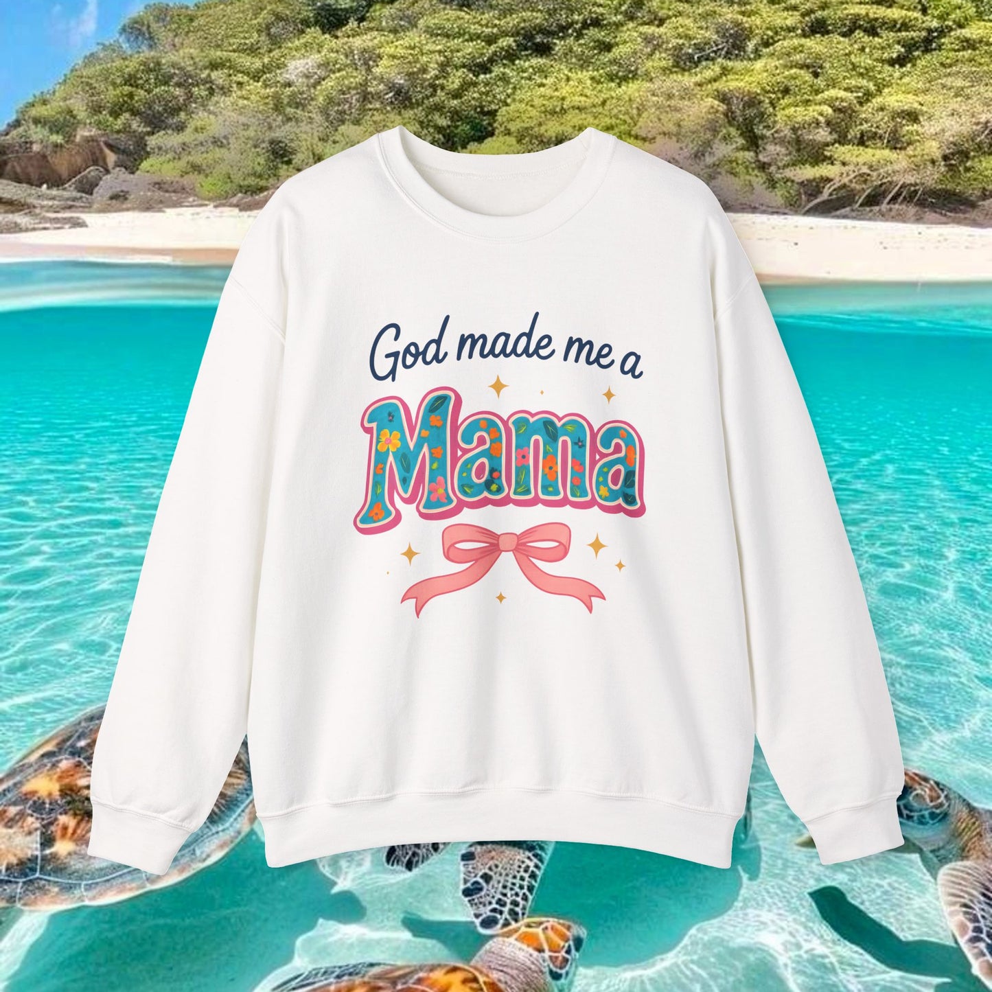 Mama Sweatshirt — "God Made Me a Mama" Vintage Floral Crewneck