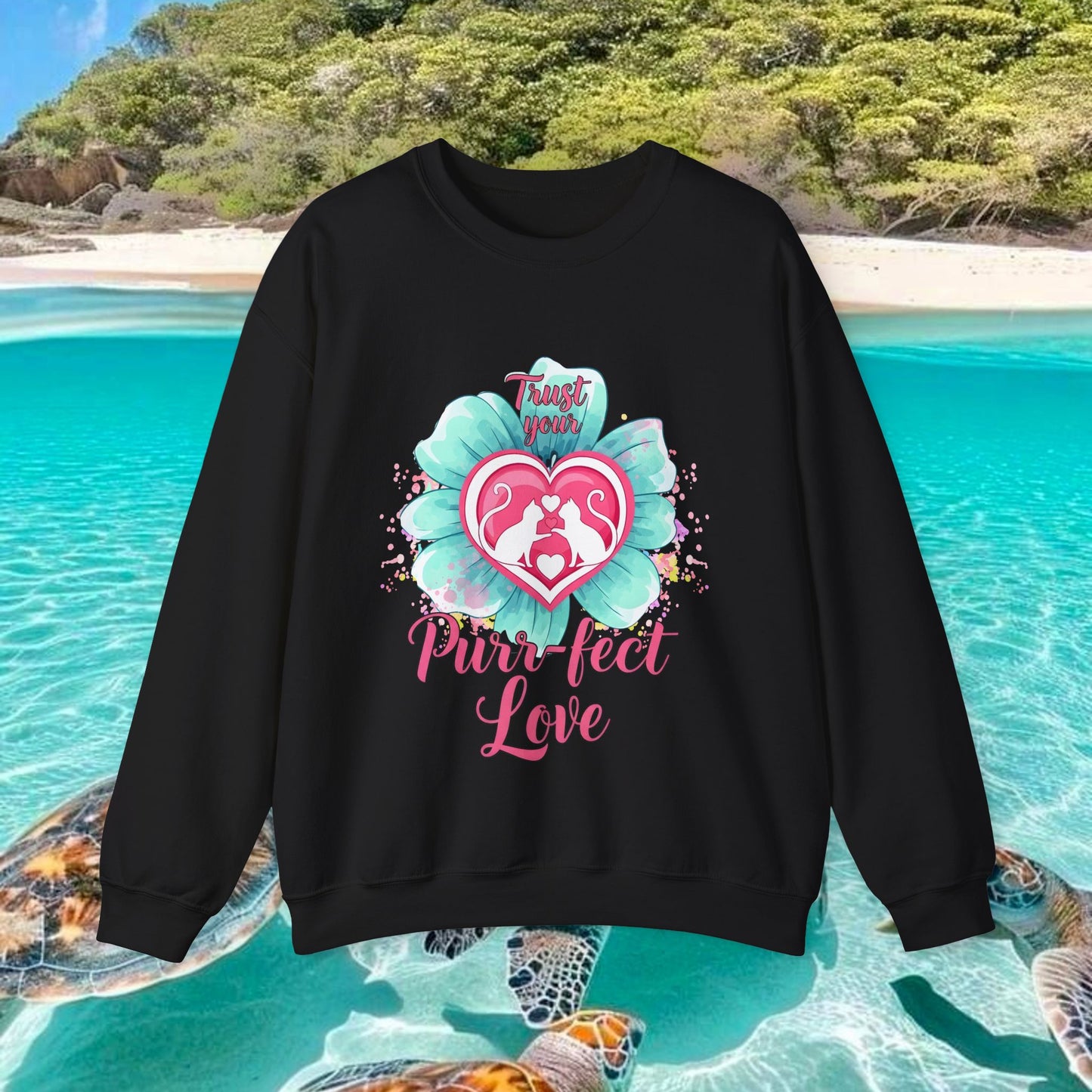 Cat Heart Mother's Day Sweatshirt — Purr-fect Love Cozy Crewneck