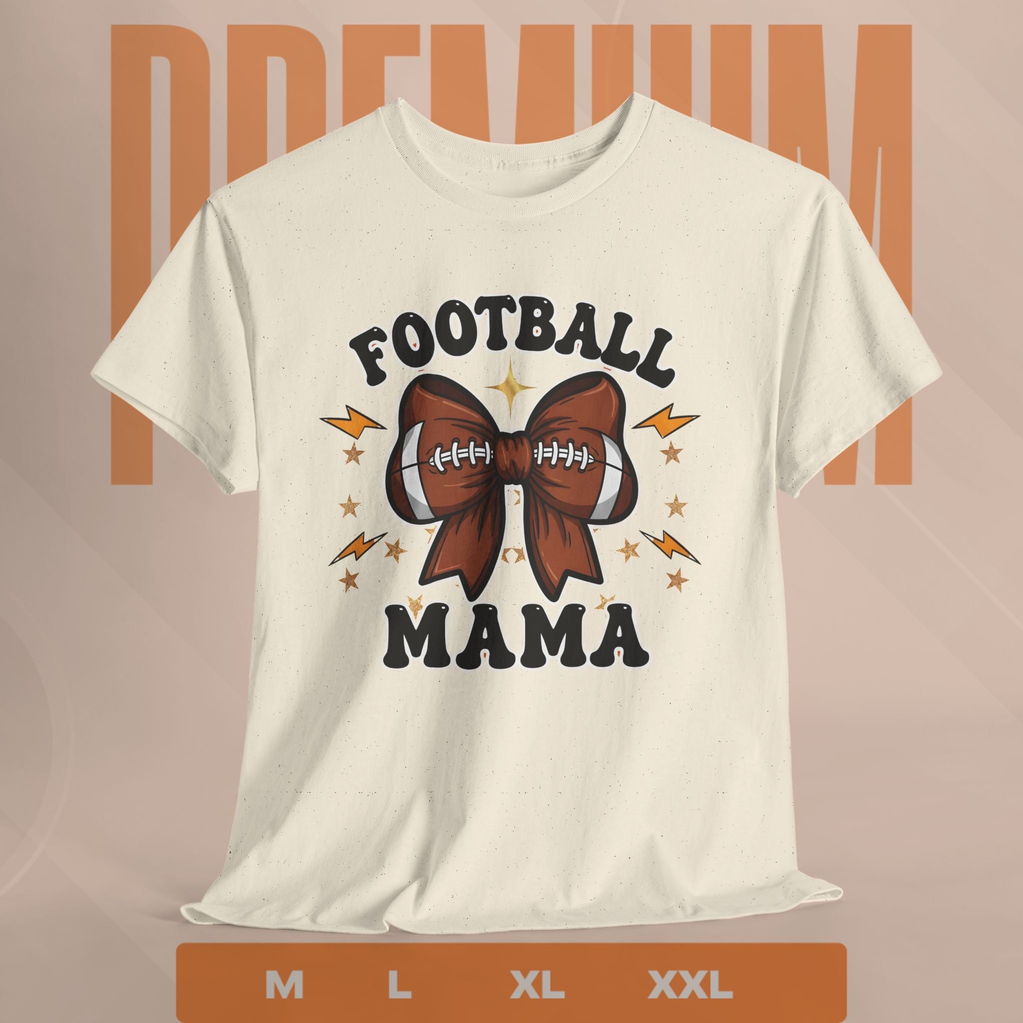 T-shirt with 'Football Mama' design on a beige background