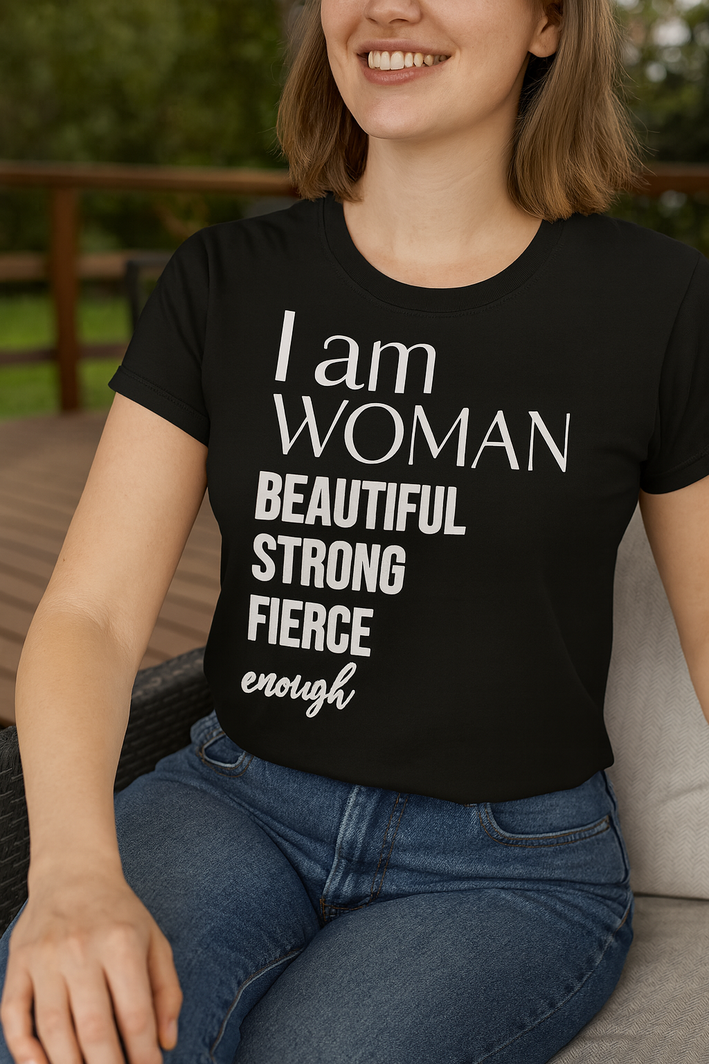 I Am Woman T-Shirt — "Beautiful Strong Fierce Enough" Feminist Tee